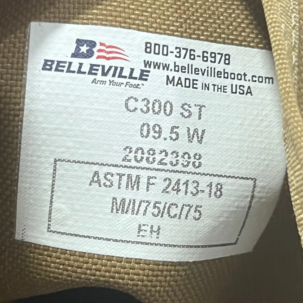 Belleville C300 ST Men’s Steel Toe Desert Tan Wide Combat Boots Size 9.5 W